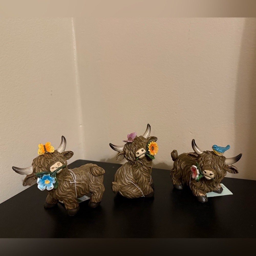 Hobby Lobby Highland Cow Figurines with Floral Accents
All 3 included